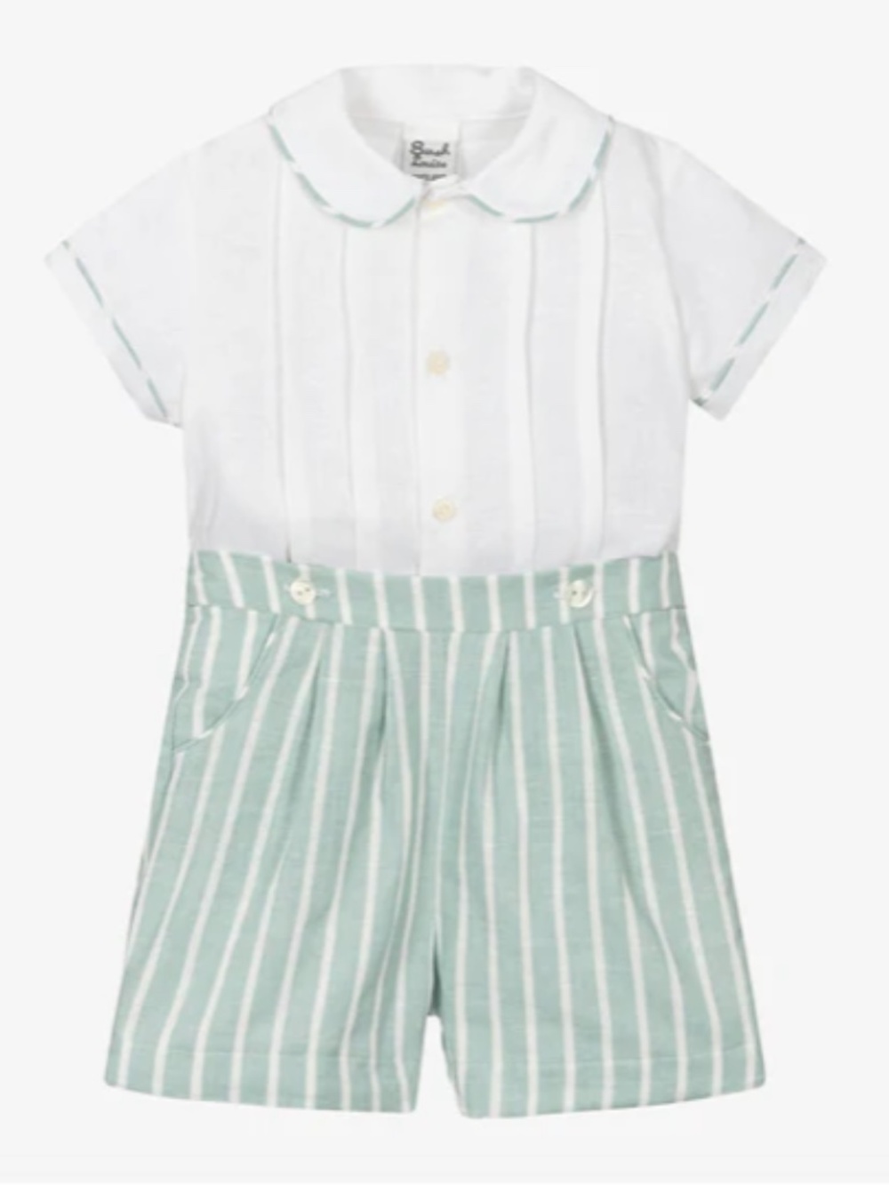 Sarah Louise Boys White & Lime Buster Suit (Size: 3T)